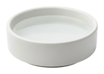 Minimalist white round dish with water home modern style isolated on transparent background