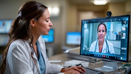 Telehealth Consultation: A dedicated doctor engages in a virtual consultation with a patient, using modern technology to provide compassionate care and expert medical advice. 