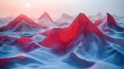 Futuristic digital landscape with mountainous waves