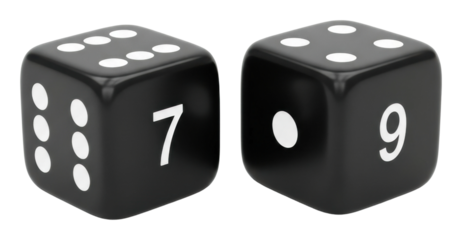 Dice rolling game home digital fun isolated on transparent background