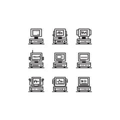 ECG Machine Line Art Illustrating Heart Rate Technology