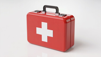 Obraz premium Red First Aid Kit Box With White Medical Cross