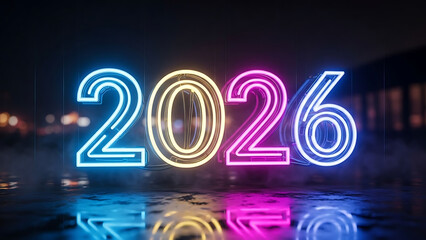2026 Neon Light Sign in Vibrant Colors at Night