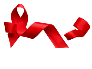 Crimson awareness ribbon on black backdrop conveying support and solidarity in a vibrant symbol of hope and healing