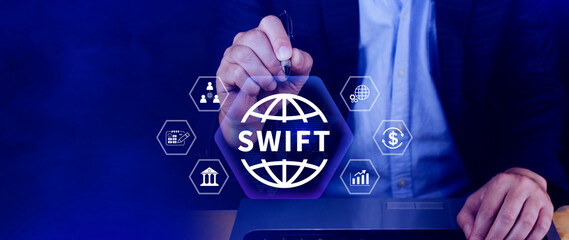 SWIFT. Society for Worldwide Interbank Financial Telecommunications, online payment and financial...