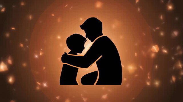 A tender silhouette of a parent embracing a child, symbolizing love, protection, and the unbreakable family bond, against a warm, luminous background