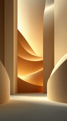 A minimal warm curved corridor with smooth golden highlights forming an elegant refined architectural scene ideal for premium atmospheric seasonal and modern design layouts