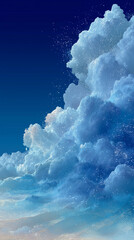 A dreamy shimmering cloudscape rising across a deep tranquil sky with soft glowing particles drifting gently creating a serene celestial festive atmosphere for elegant seasonal designs