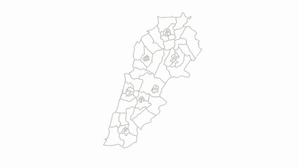 Obraz premium Lebanon map outline administrative regions geographic boundaries country.