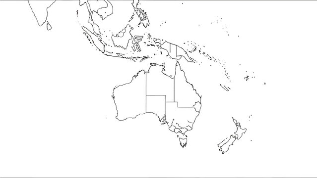 Australia and Oceania map outline country.