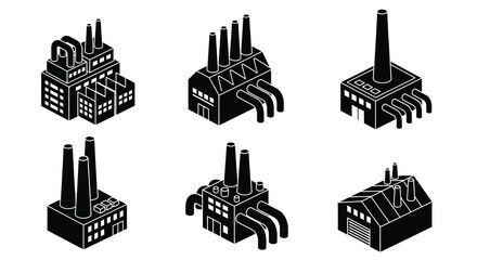 Obraz premium Industrial factory buildings with smokestacks
