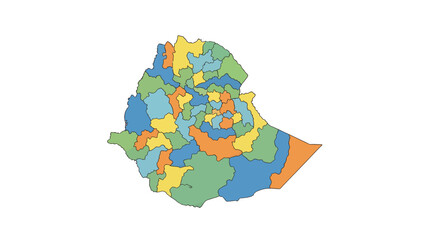 Map of Ethiopia showing administrative divisions and regional boundaries
