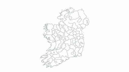 Outline map of Ireland divided into counties, offering a geographical overview of the island nation