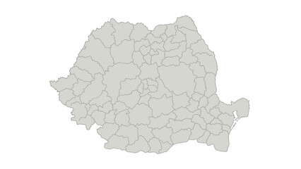 Map of Romania divided into administrative regions, showcasing country's geography and political divisions