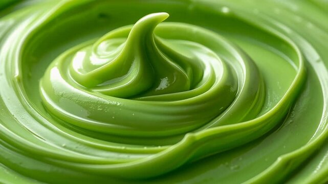 抹茶色のクリームが渦を巻くように広がる美しい抽象的壁紙背景