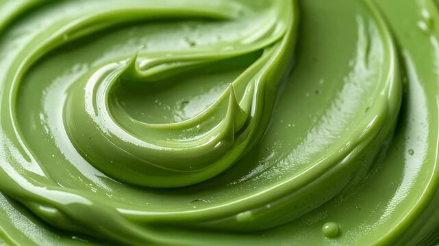 緑のクリームが渦状に広がる抹茶を思わせる滑らかな壁紙背景