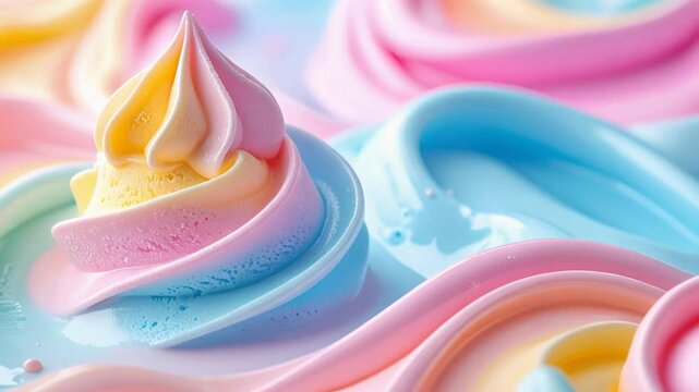 多色のアイスクリームのような柔らかな渦が美しく広がる壁紙背景