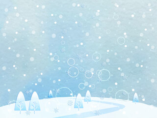 雪が降る冬の風景イラスト