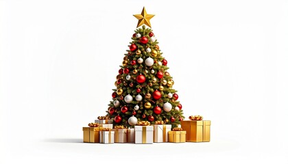Christmas tree with gifts and decorations