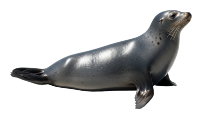 Playful seal pup at the beach nature coastal scene isolated on transparent background