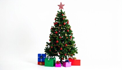 Christmas tree with gifts and presents arranged underneath it