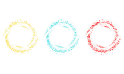 Glitter Circles PNG in Yellow, Blue, and Red with Sparkling Glow and Transparent Background
