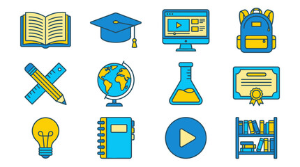 Explore vibrant educational icons for back to school designs and learning resources, perfect for teachers, students, and creative projects that inspire knowledge