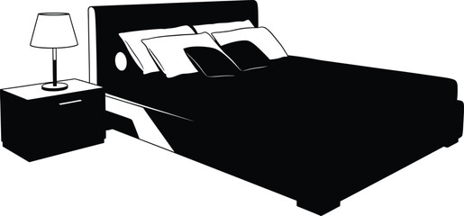 Modern bedroom furniture, bed, pillows