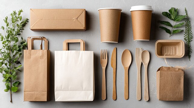 Sustainable eco-friendly packaging and disposable items - Powered by Adobe