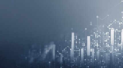 A digital visualization of data analytics, featuring bars and dots against a gradient background, representing trends and metrics in a modern style.