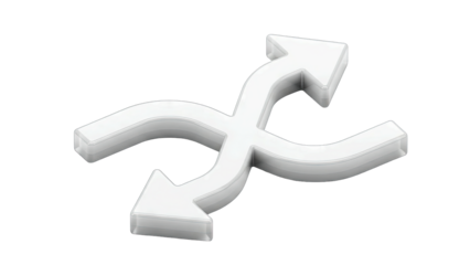 White Arrows Intersecting on White Background