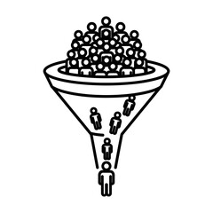 Simple line art icon of a customer conversion funnel.