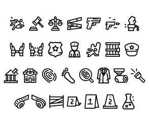 Crime and Law Enforcement Icon Set