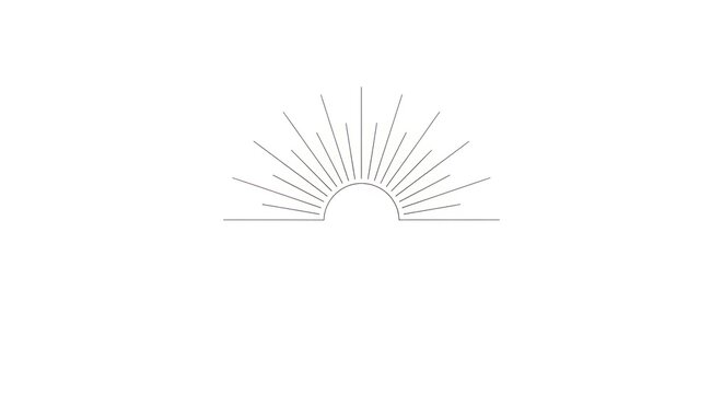 Minimalist Sunburst Line Art Design on White Background.