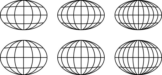 Word Icon Set, Globe Icon Set, Globe Black and White Line Vector Bundle © Mahabub14