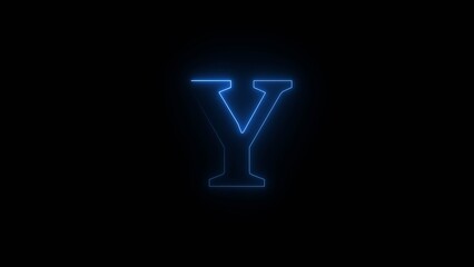 Glowing neon alphabet Y. Animated neon letter 'Y'. Educational concept with neon letter.