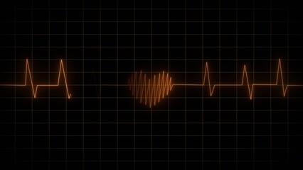 Neon heartbeat line illustration. 4k