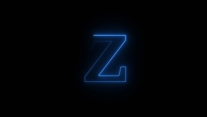 Glowing neon alphabet Z. Animated neon letter 'Z'. Educational concept with neon letter.