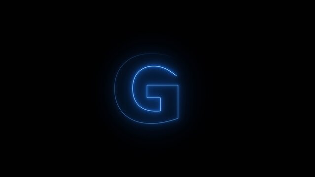 Glowing neon alphabet G. Animated neon letter 'G'. Educational concept with neon letter.