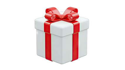 Obraz premium Gift Box with Red Ribbon Isolated on White