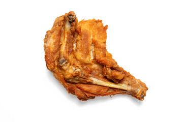 Fried chicken thighs on isolated white background.