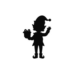 Christmas elf silhouette vector flat illustration design.