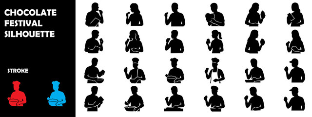 Chocolate Festival Silhouette Vector &ndash; Sweet Dessert Celebration Icons