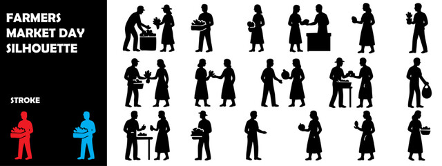 Farmers Market Day Silhouette Vector &ndash; Organic Local Food Icons