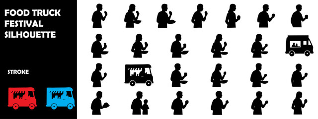 Food Truck Festival Silhouette Vector – Street Food Carnival Icons