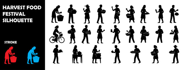 Harvest Food Festival Silhouette Vector &ndash; Farm to Table Celebration Icons