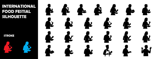 International Food Festival Silhouette Vector – Global Cuisine Celebration Icons