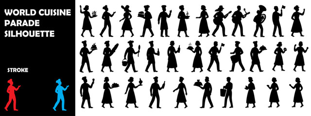 World Cuisine Parade Silhouette Vector &ndash; Global Food Culture Festival Celebration Icons