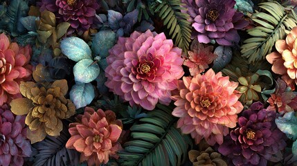 Colorful Floral Arrangement On Dark Background