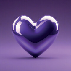 Glossy Purple Heart: Modern 3D Love Symbol